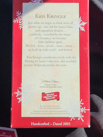Vintage Hallmark Keepsake Ornament Kris Kringle Handcrafter 2003 Santa Backpack