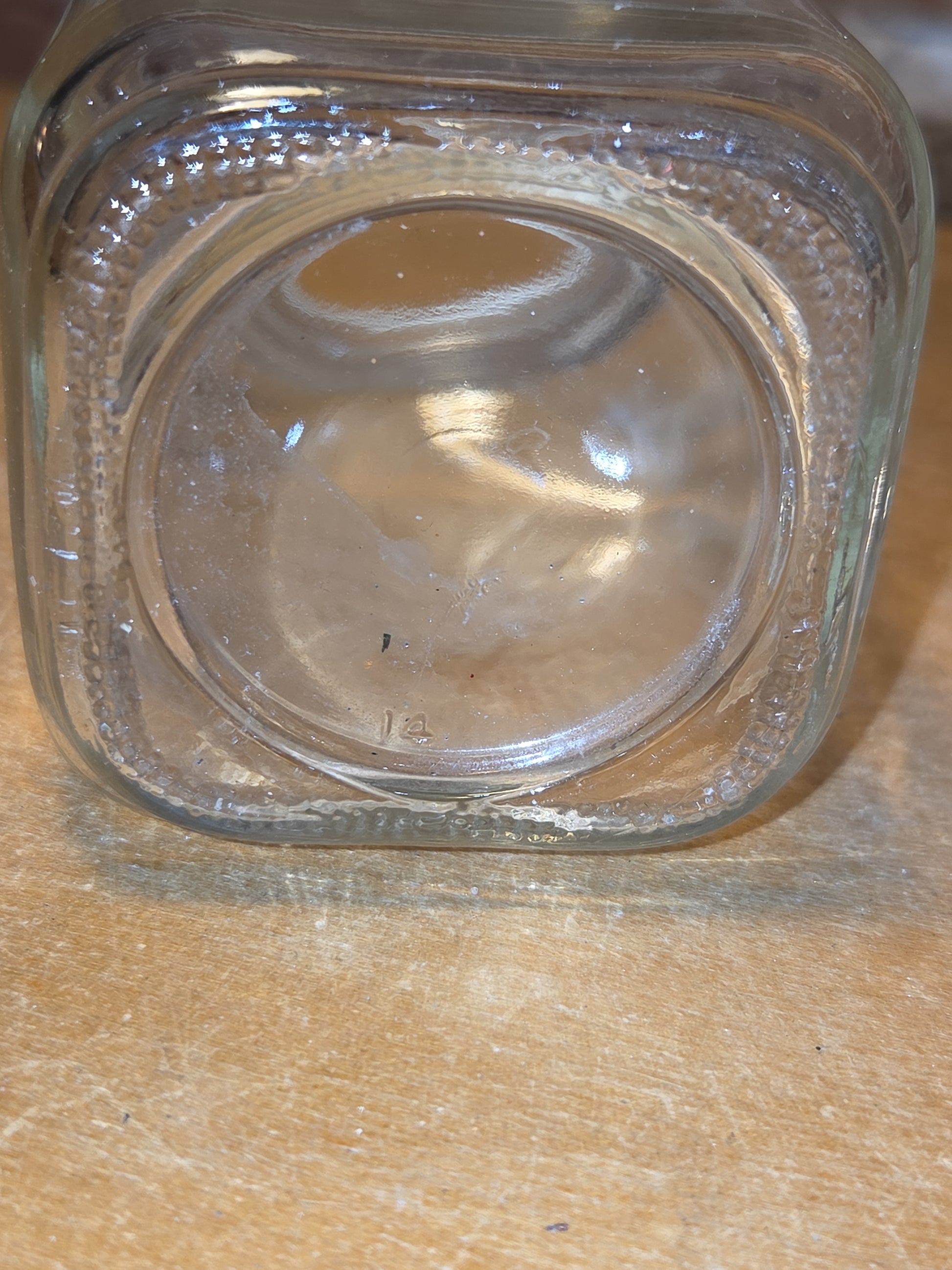 Vintage Clear Glass Square Canister with Sunburst Lid 2 1/2" square sj1