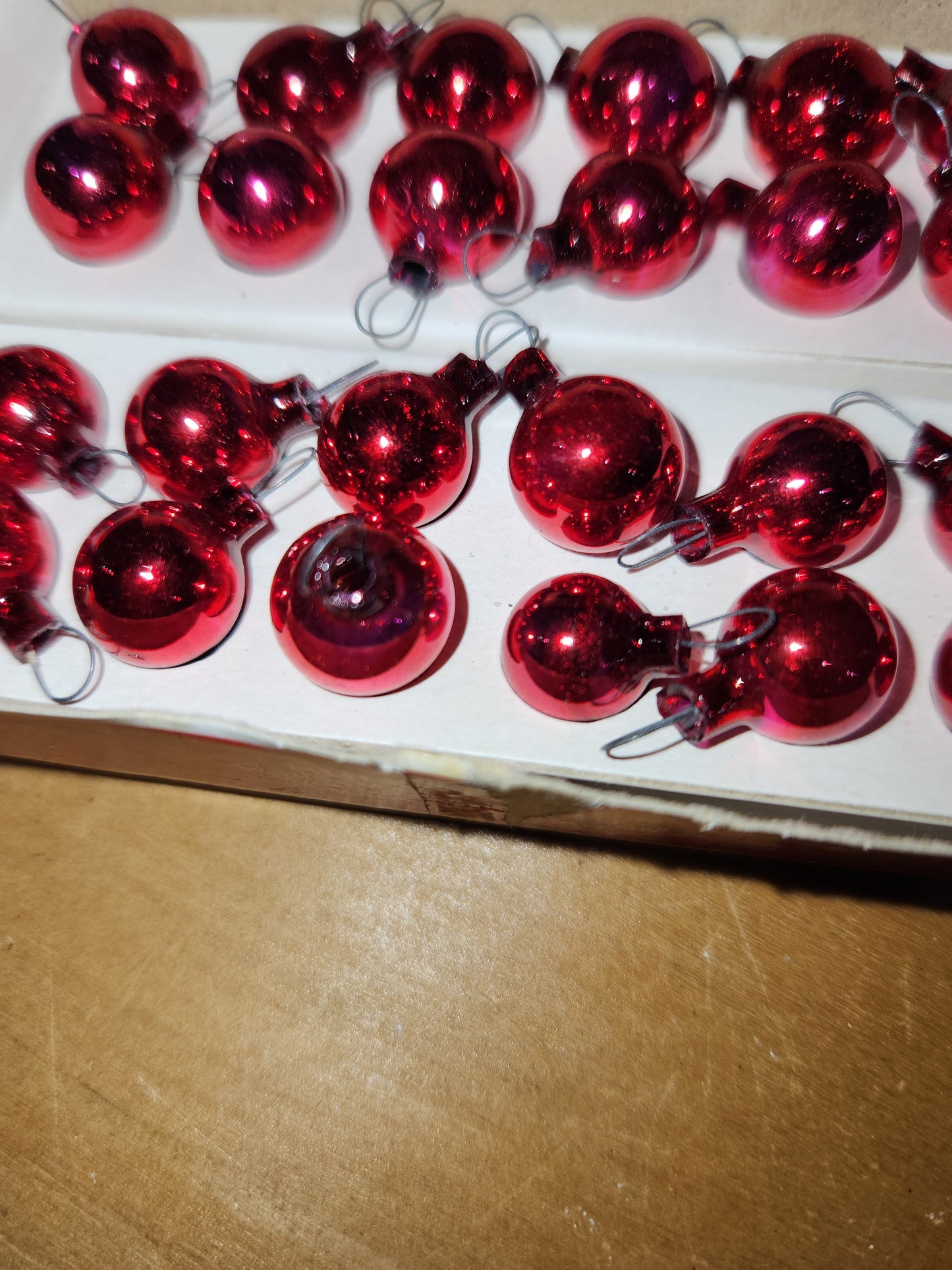 Vintage Shiny Brite 24 Red Mercury Glass Ball Feather Tree Ornaments 12mm Japan MCM  bo126
