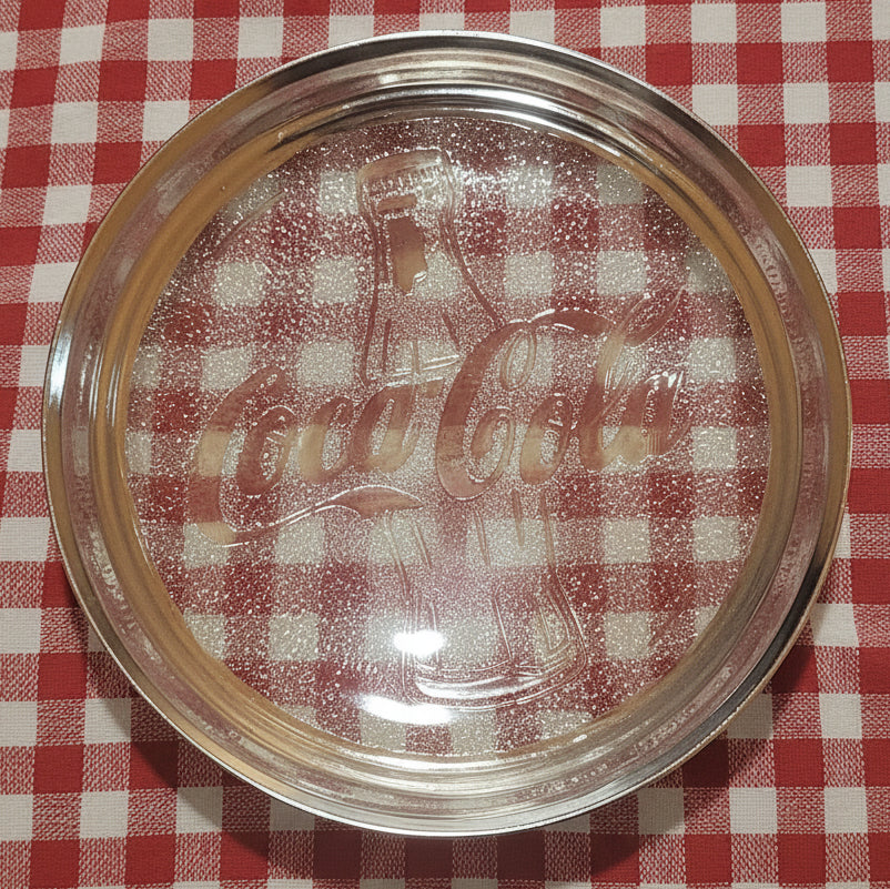 Vintage Frosted Embossed Coca-Cola Tableware Set for 4 Plates, Bowls, Mugs Discontinued ccset