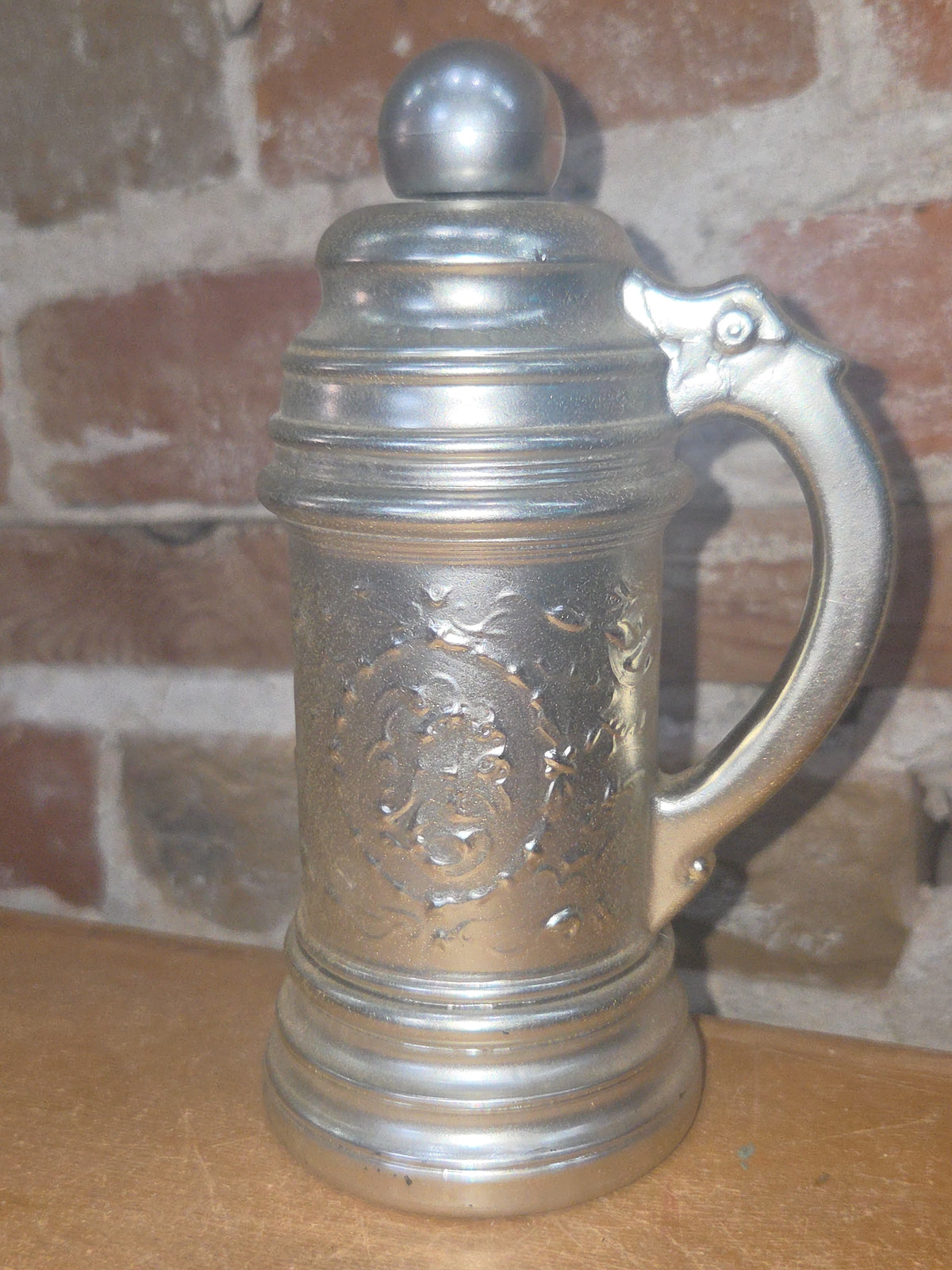 Vintage Avon After Shave Silver Beer Stein Bottle Blue Blazer As Is Paintloss EMPTY