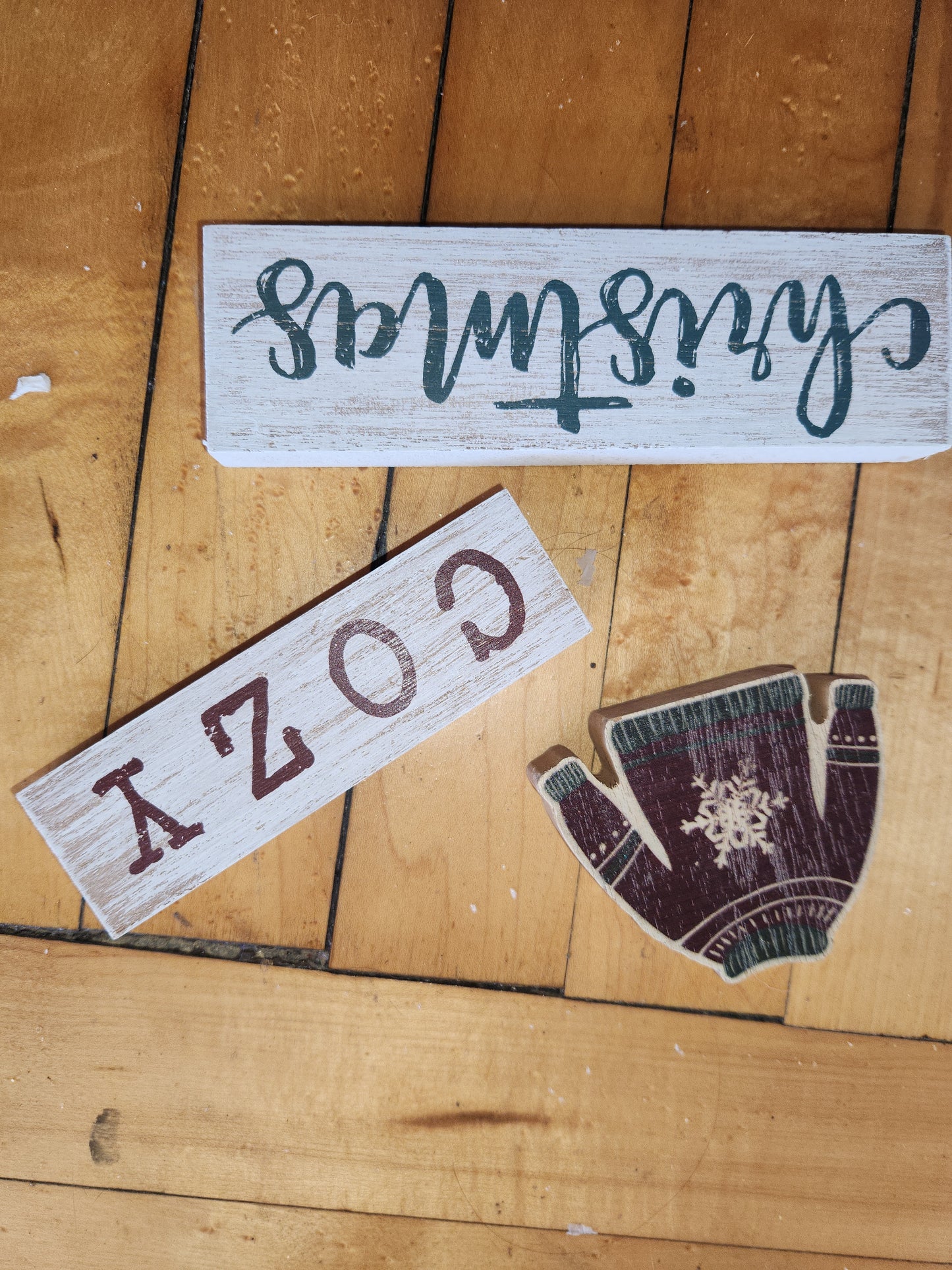 Cozy Christmas Sign Set of 3 with a Christmas Sweater.