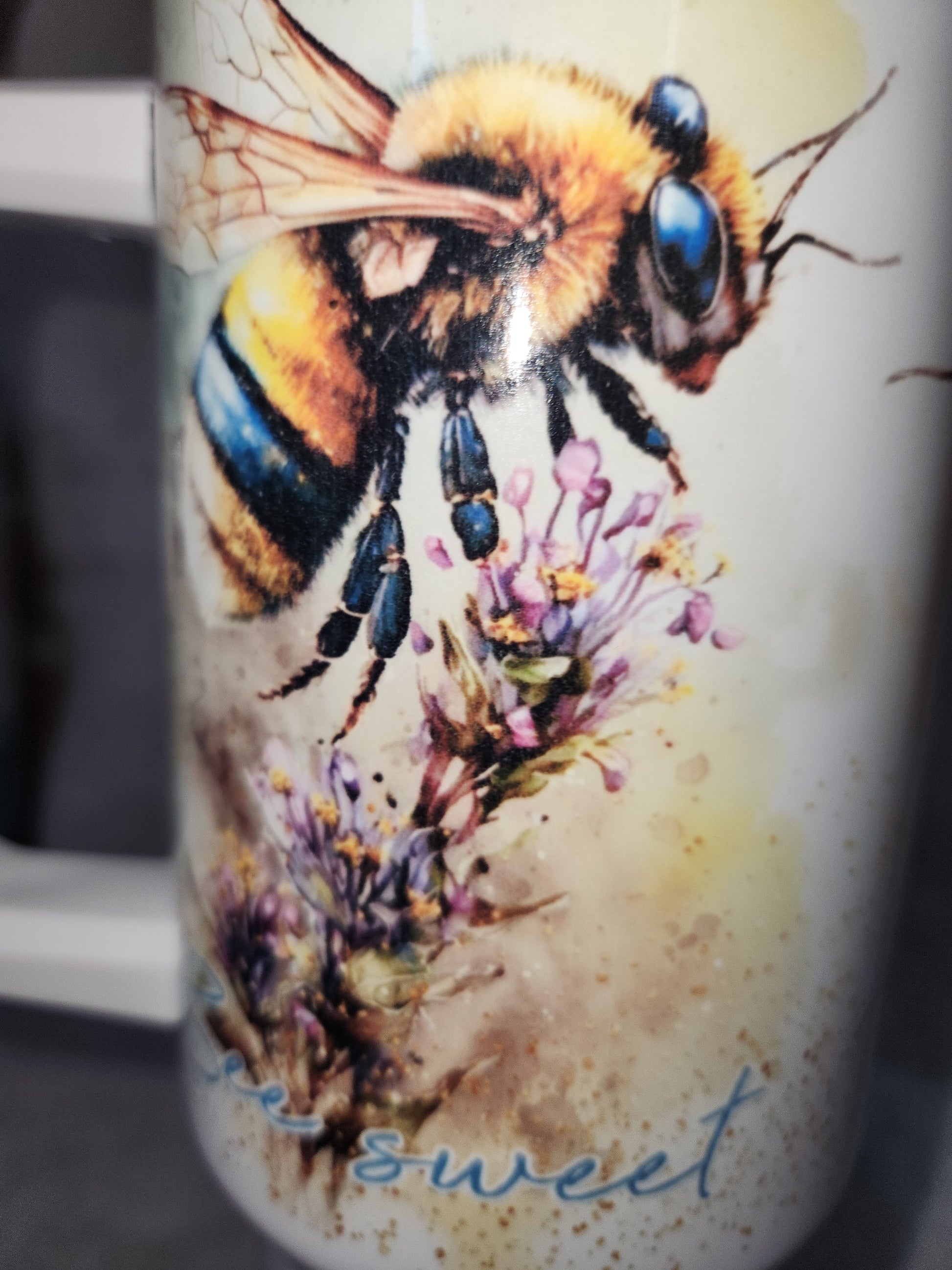 40 Oz Insulated Stainless Steel Travel Tumbler watercolor bee happy, bee kind, bee sweet tb3