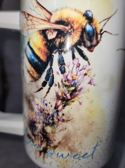 40 Oz Insulated Stainless Steel Travel Tumbler watercolor bee happy, bee kind, bee sweet tb3