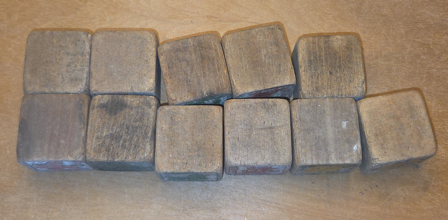 Vintage Disney Wooden Blocks Mickey Set of 11 Very Worn AS IS