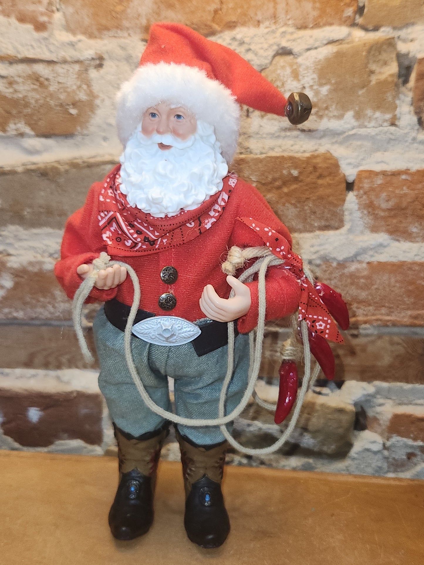 Ashland Christmas Cowboy Santa Boots Rope Belt Buckle sf50
