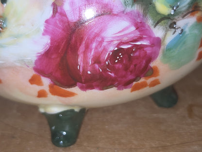 Vintage Porcelain Handpainted Footed Bowl and Footed Creamer sbc1