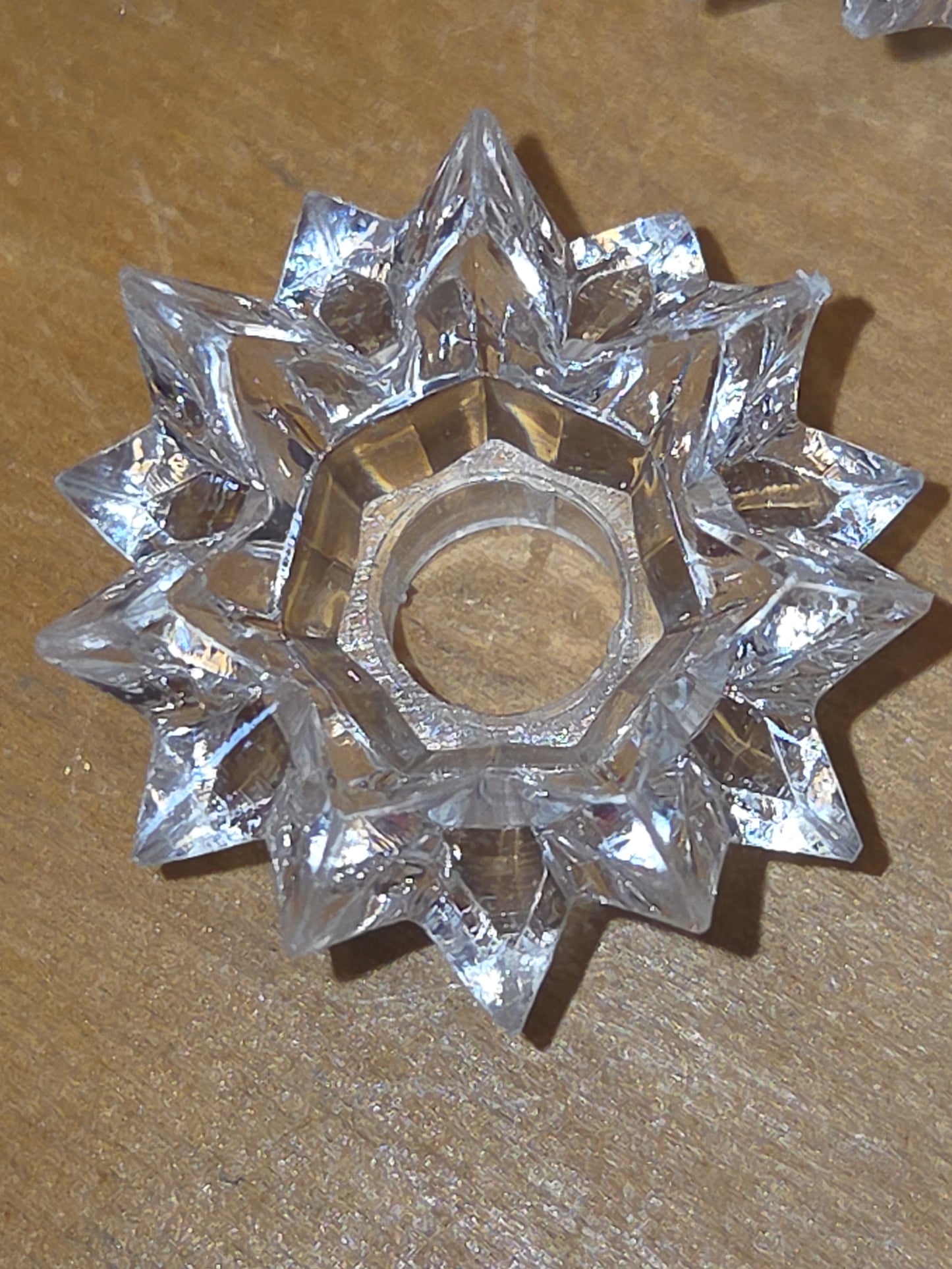 Vintage Clear Plastic 14 Point Star Shaped Christmas Tree Topper Light Bulb Decoration 9 pieces