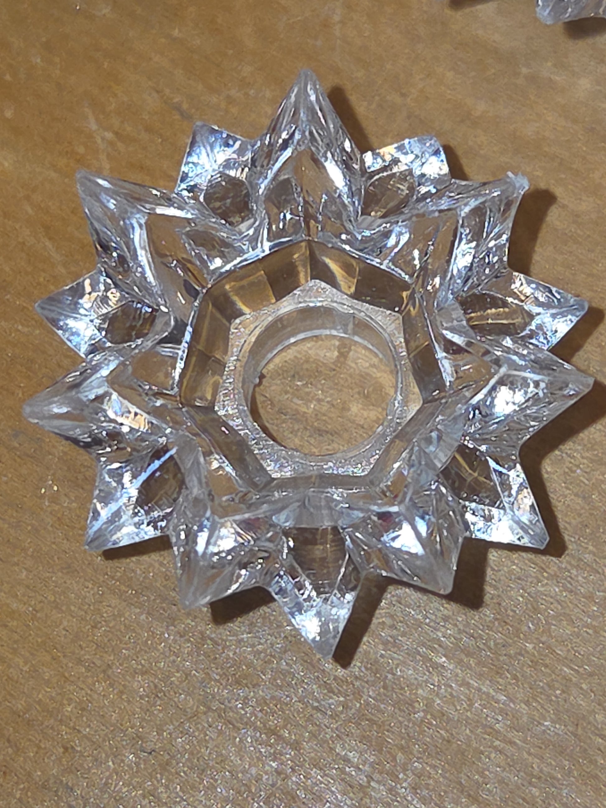 Vintage Clear Plastic 14 Point Star Shaped Christmas Tree Topper Light Bulb Decoration 9 pieces