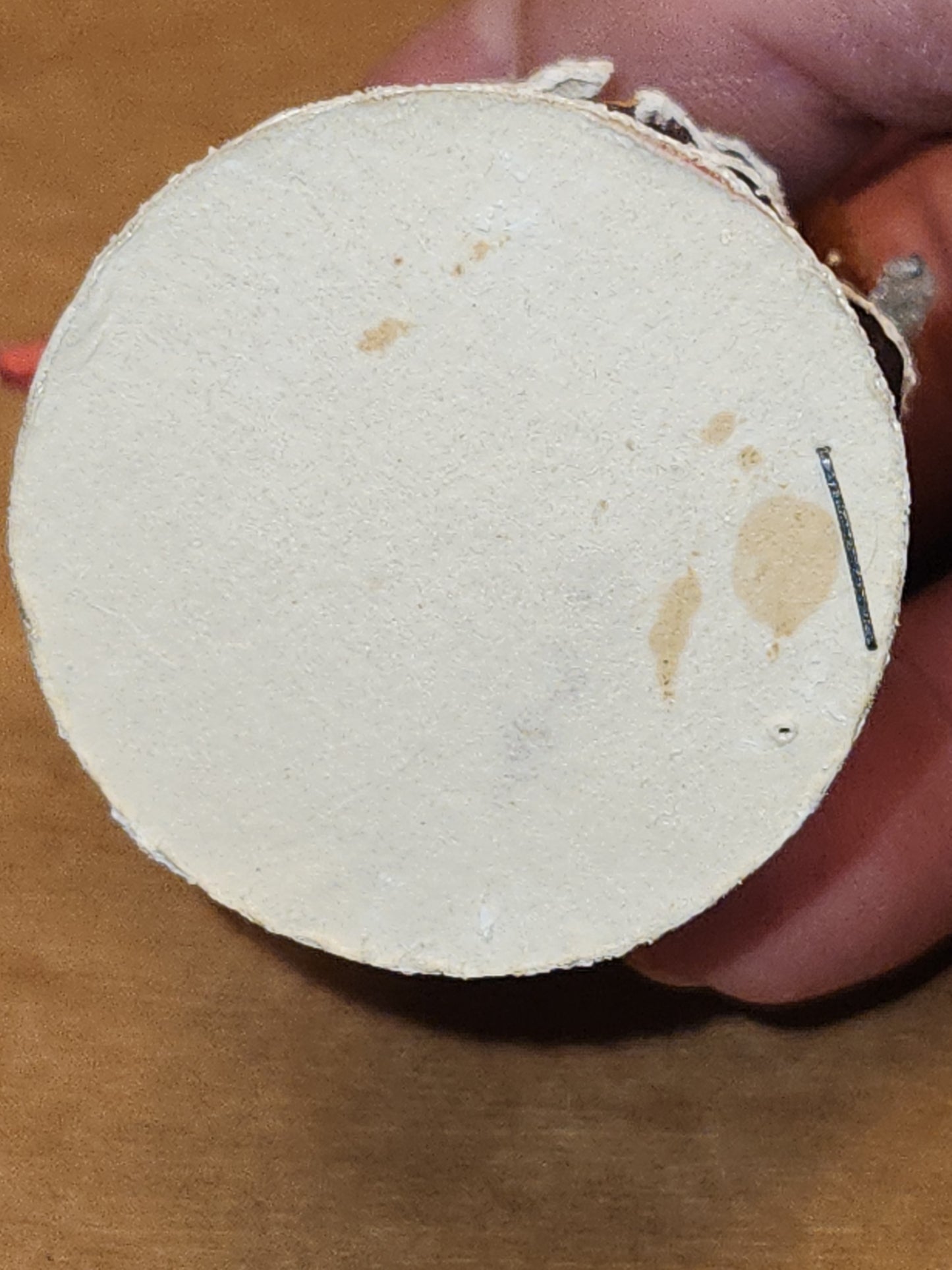 Vintage Pinecone Elf Gnome Dwarf with Maracas Band Ornament Chenille Plastic Face Mica Putz elf21