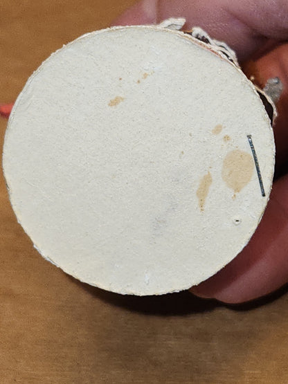 Vintage Pinecone Elf Gnome Dwarf with Maracas Band Ornament Chenille Plastic Face Mica Putz elf21