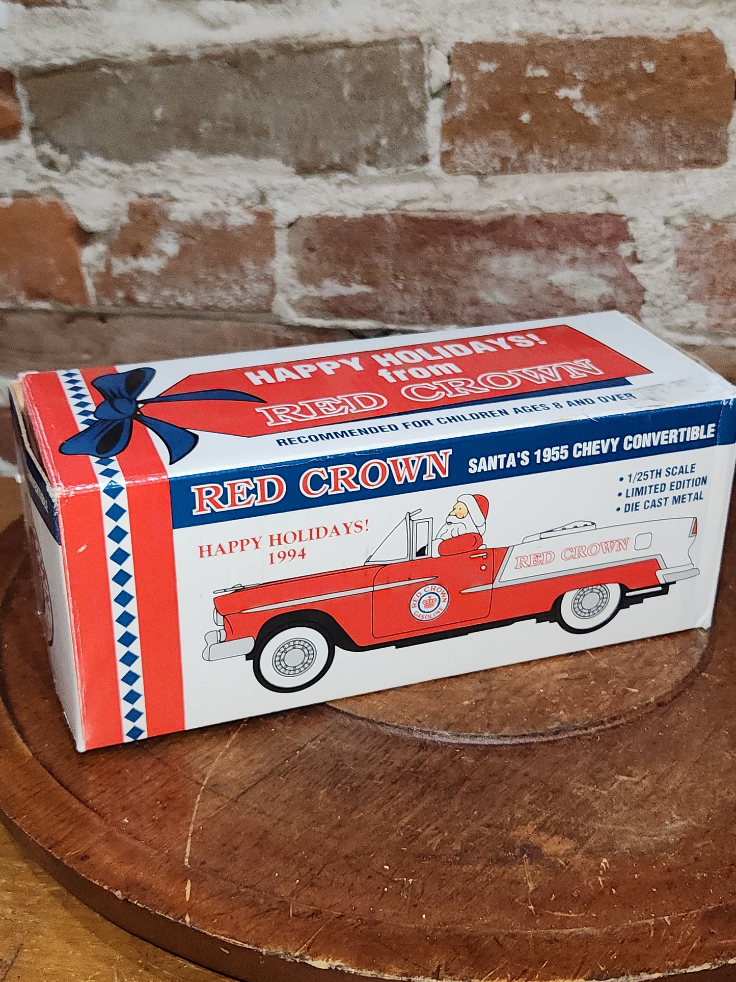 Vintage Liberty Classics Red Crown Gasoline Santa's 1955 Chevy Convertible 1/25th Scale Limited Edition Die Cast Metal. Coin Bank. 1994 car12