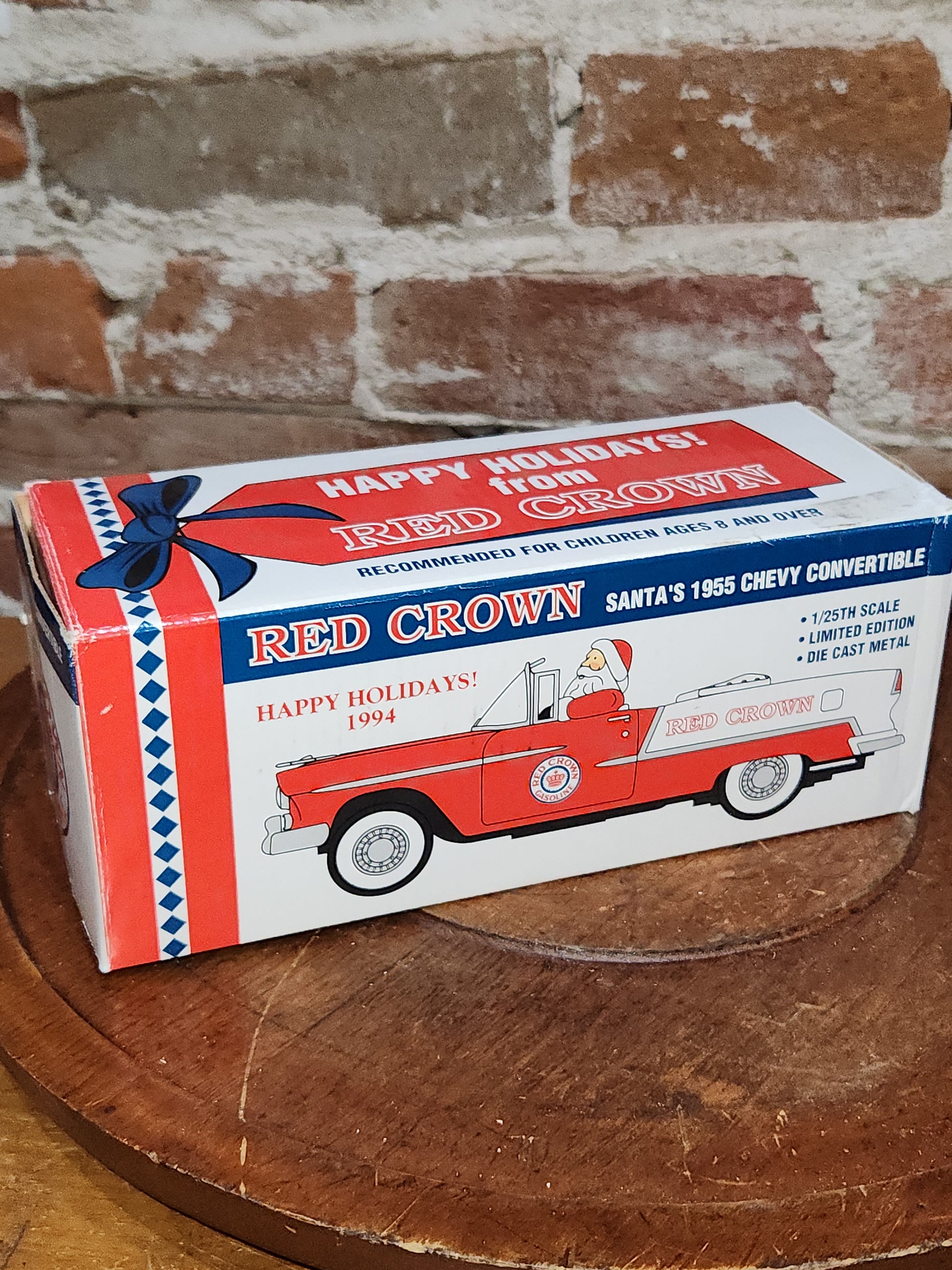 Vintage Liberty Classics Red Crown Gasoline Santa's 1955 Chevy Convertible 1/25th Scale Limited Edition Die Cast Metal. Coin Bank. 1994 car12