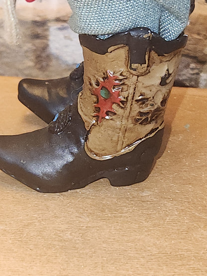 Ashland Christmas Cowboy Santa Boots Rope Belt Buckle sf50