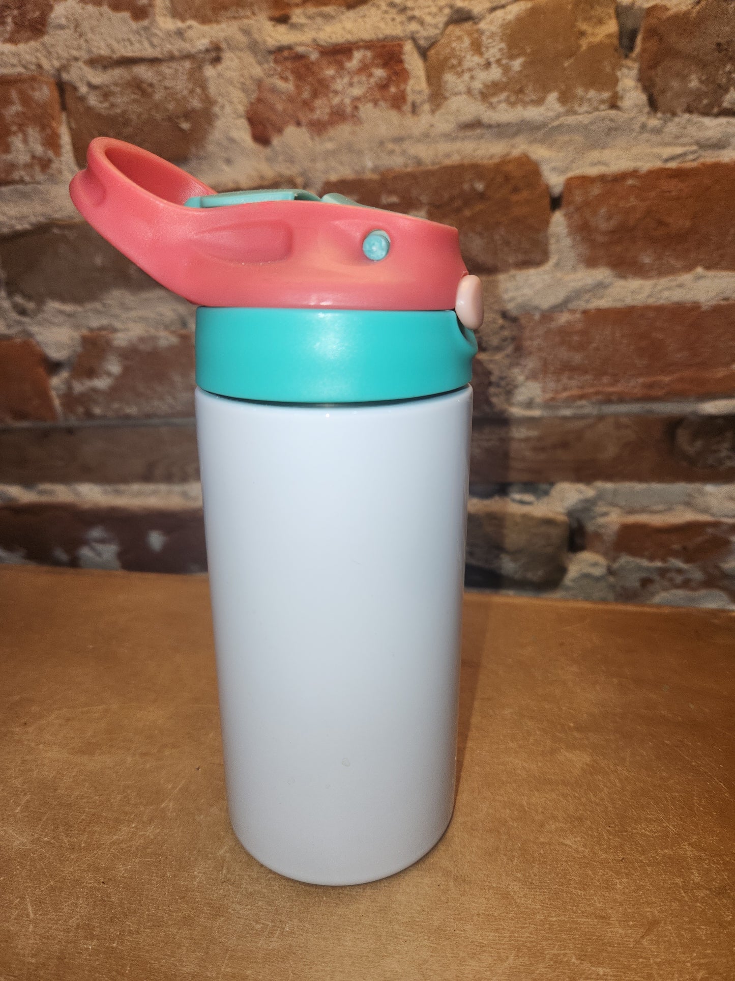 Custom Order Kid's 12 oz Tumbler with Aqua and Hot Pink Flip Top Lid