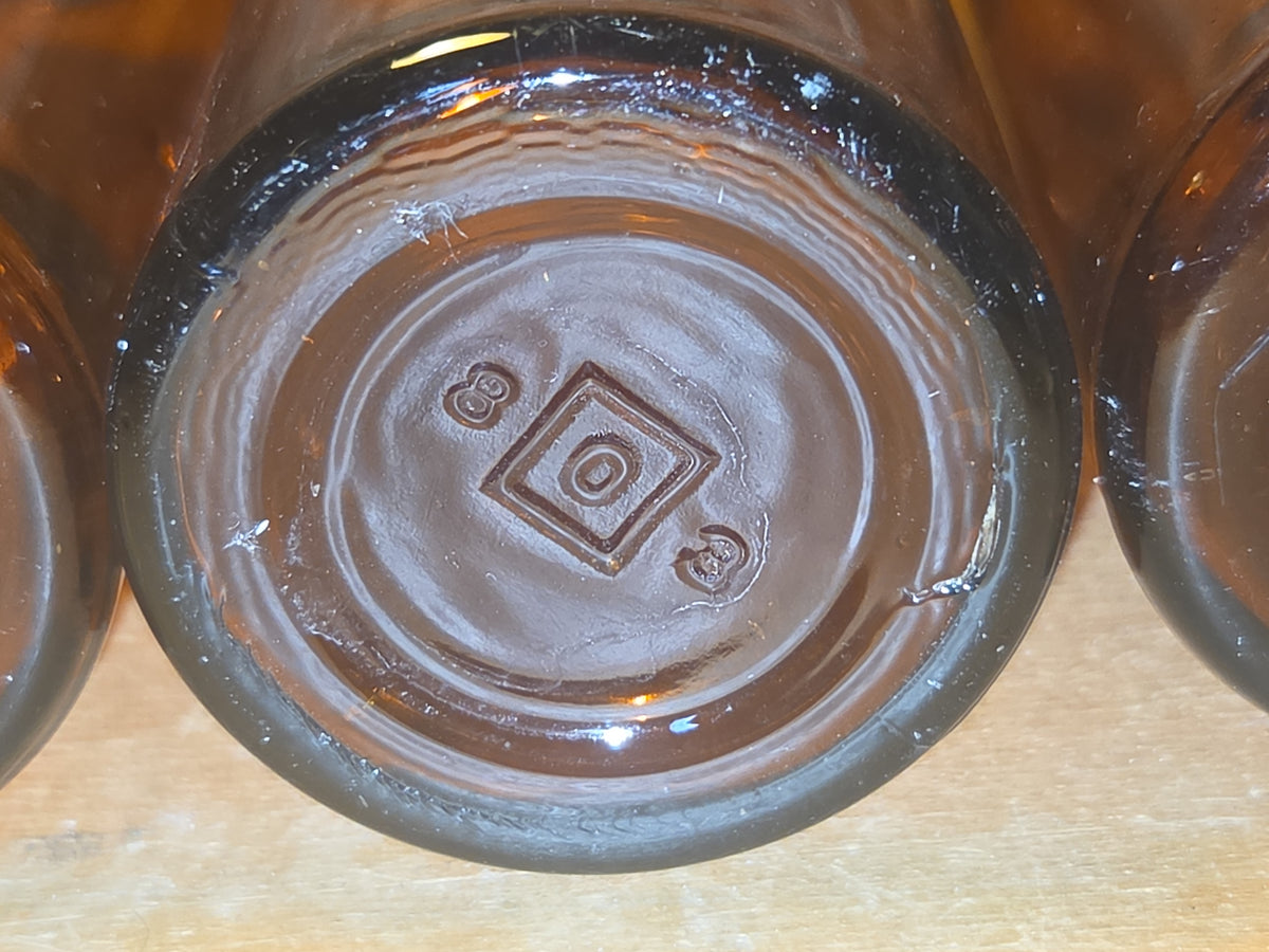 Vintage Medicine Bottle Amber Glass Set of 4 No lids vmb44