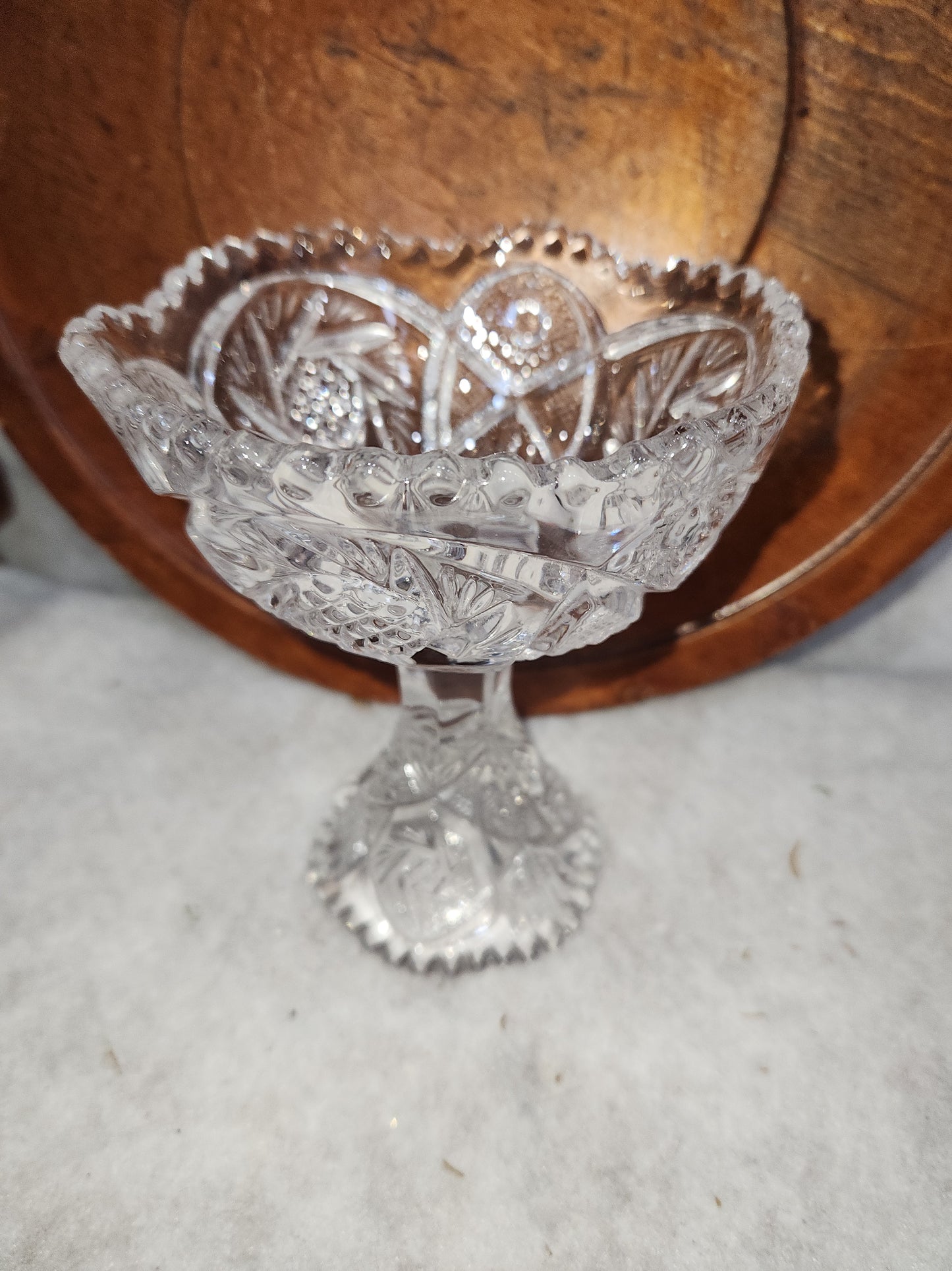 Vintage Imperial Crystal Compote Trinket Candy Dish 5" diameter gl112