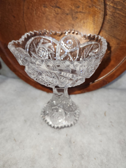 Vintage Imperial Crystal Compote Trinket Candy Dish 5" diameter gl112