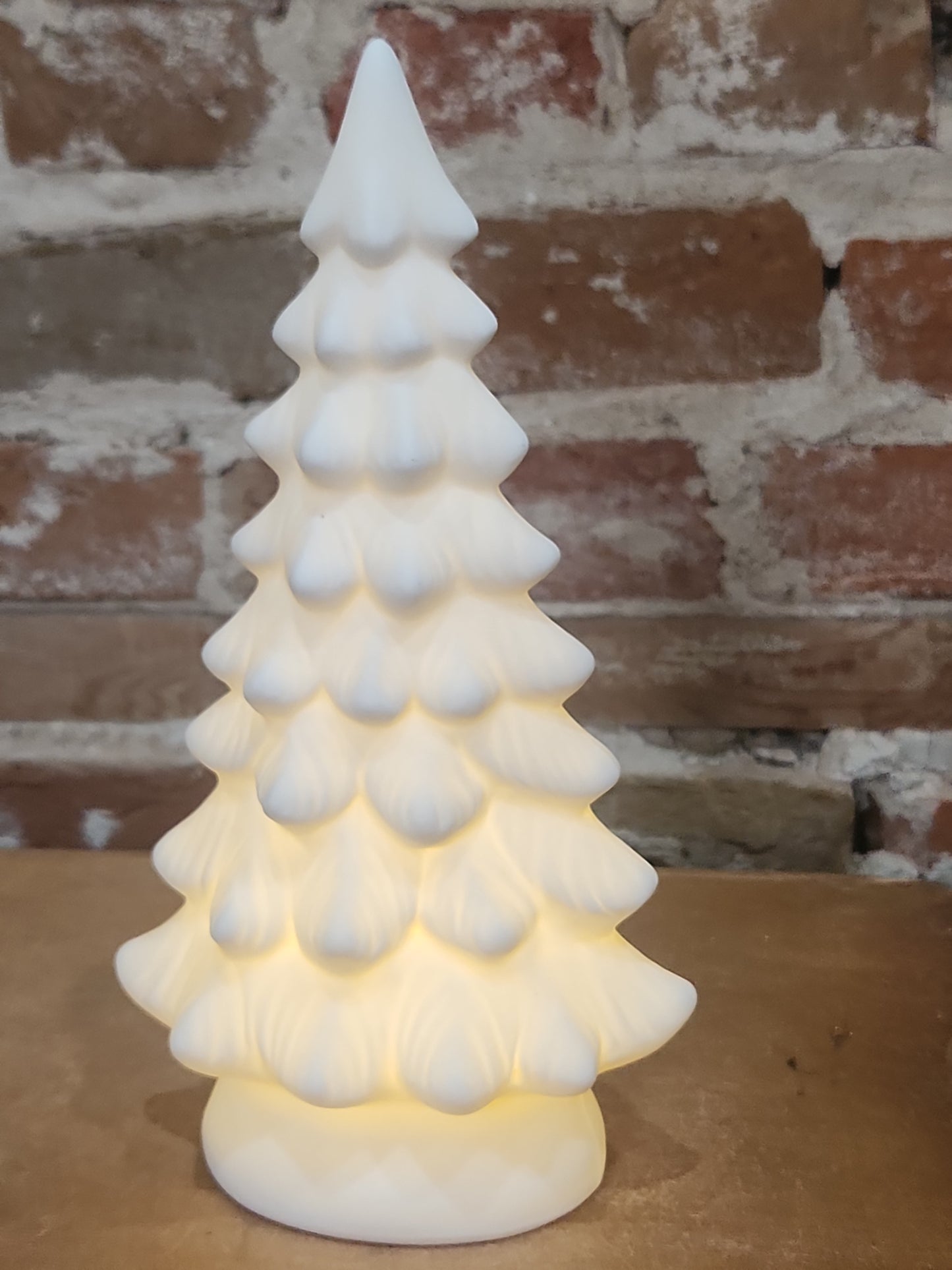 Ceramic Christmas Tree with LED light, 9.6in tall