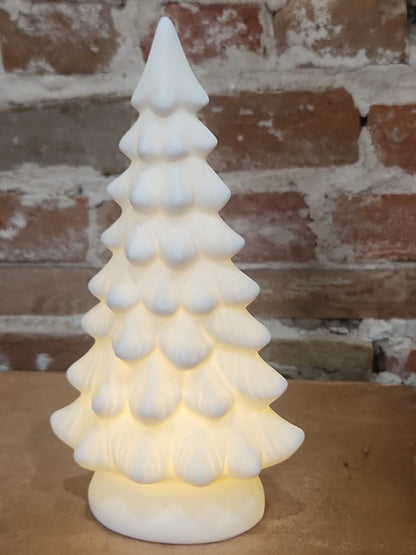 Ceramic Christmas Tree with LED light, 9.6in tall