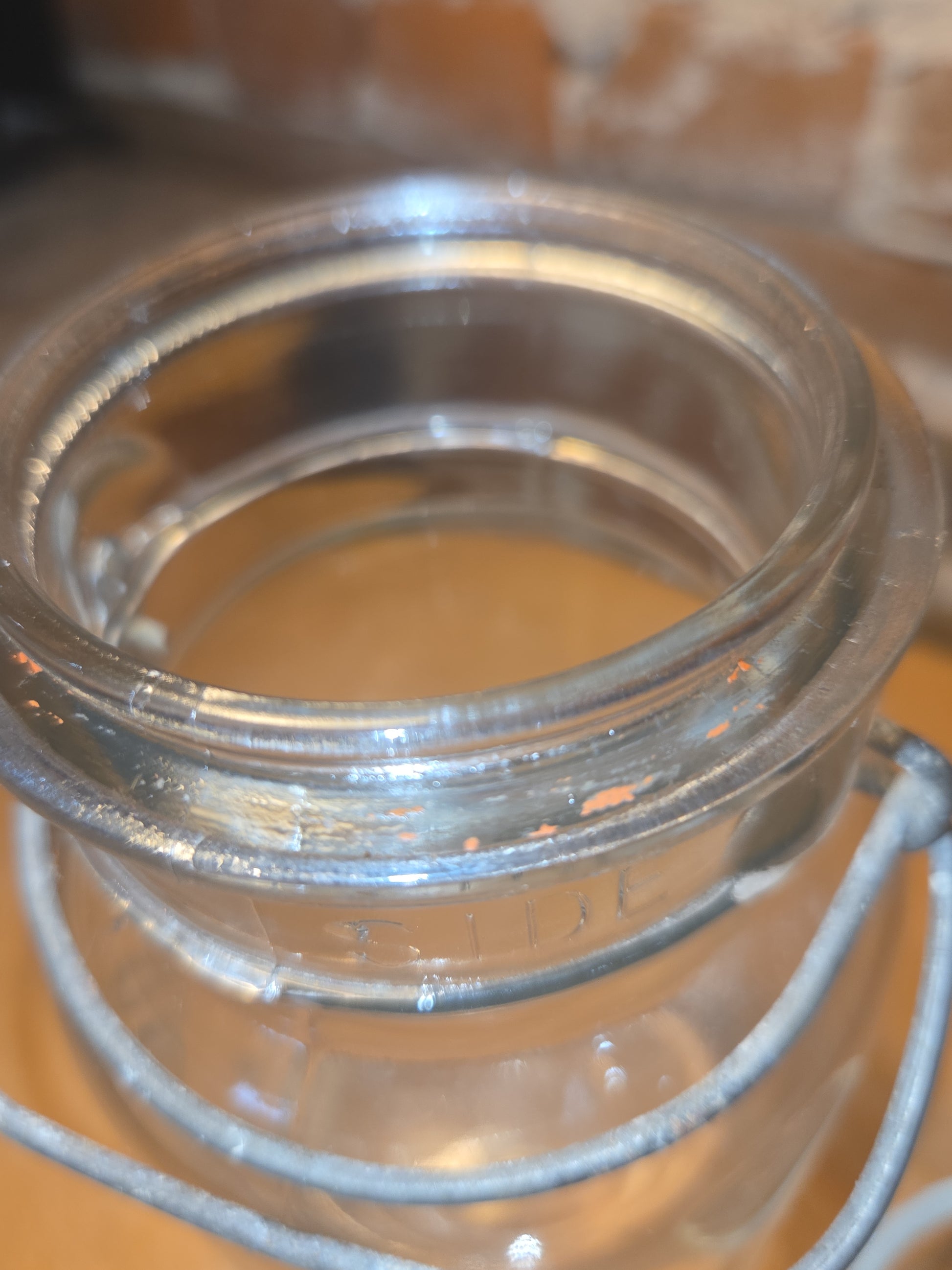 Vintage Ball Quart Jar Ideal Pat'd July 14, 1908 Clear Glass with Wire Bail and Glass Lid jar076
