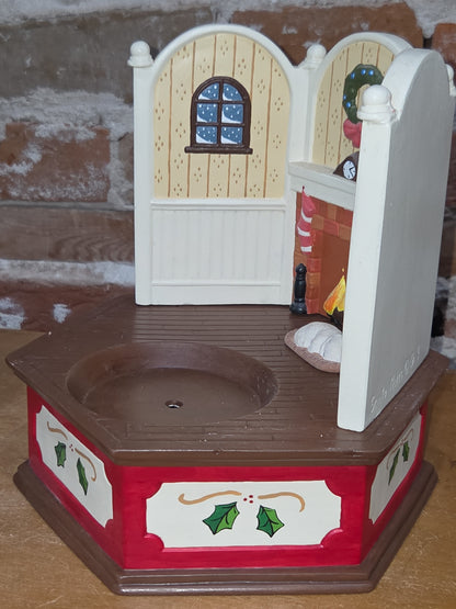 Vintage Ceramic Christmas Eve Elves Decorating Tree Santa Sleeping made from Scioto Molds 1983 AS IS No Music Box