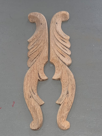 Antique Wooden Furniture Applique Set of 2 AS IS ws8