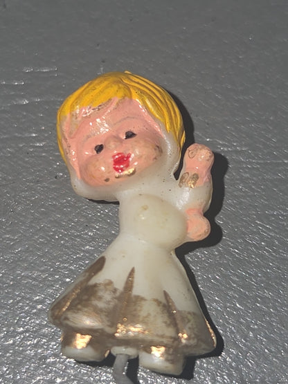 Vintage Miniature Christmas Floral Picks Snowman Santa Angel Set if 4 vc9