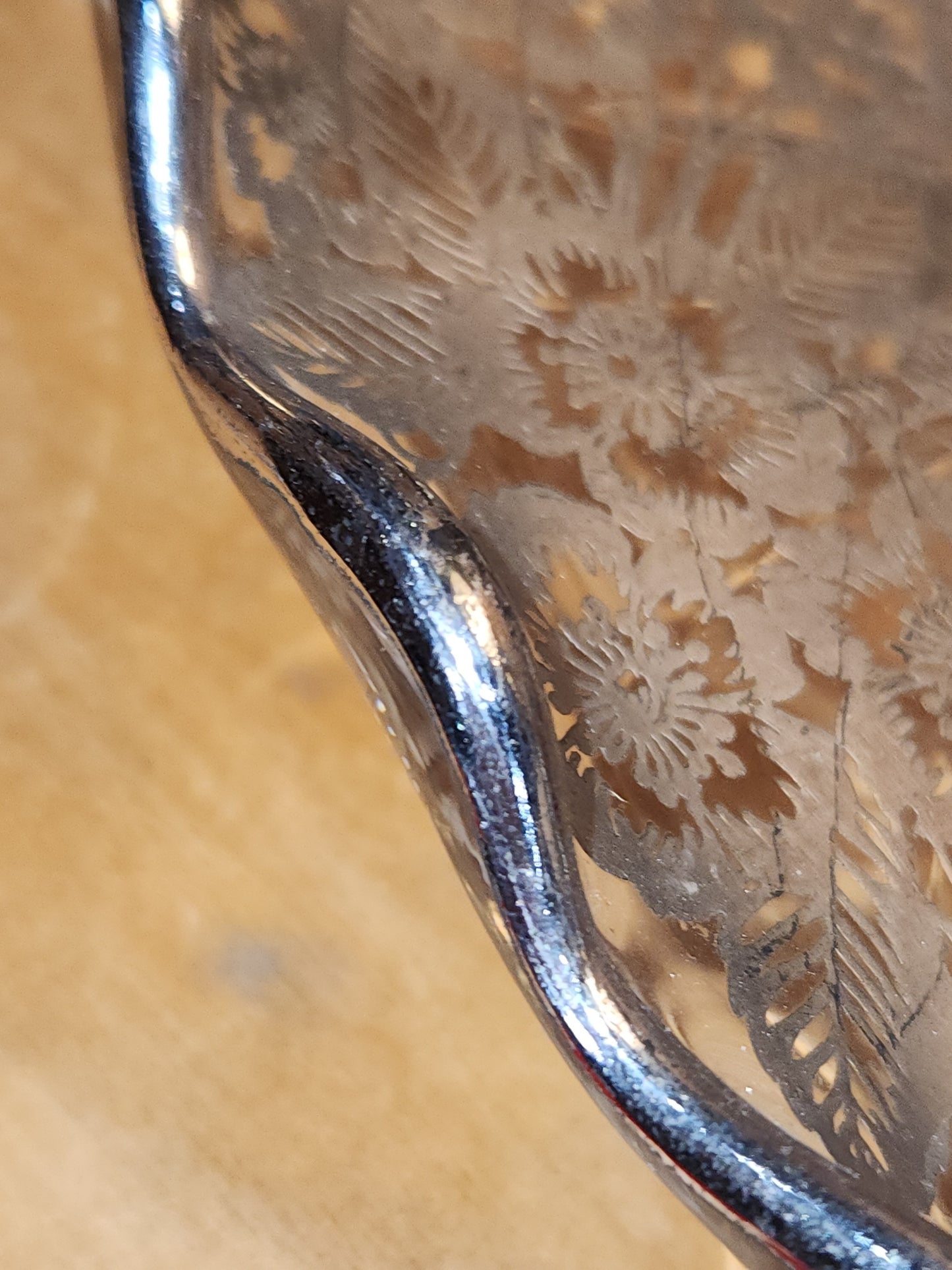 Vintage Cambridge Glass Company Footed Glass Platter with Caprice Pattern With Silver Overlay by Silver City gp8