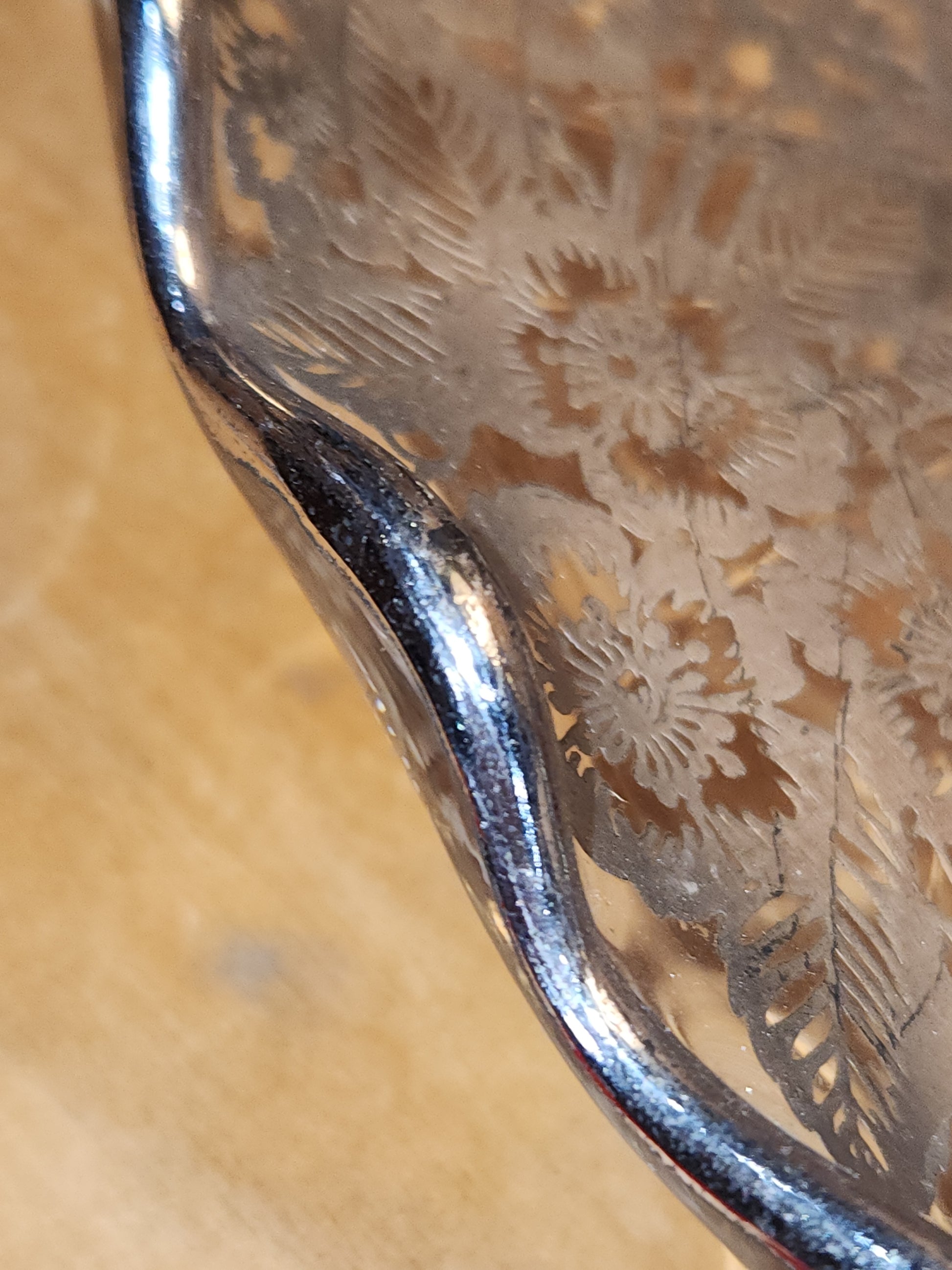Vintage Cambridge Glass Company Footed Glass Platter with Caprice Pattern With Silver Overlay by Silver City gp8