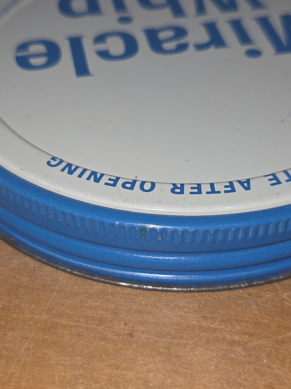 Vintage Food Jar Miracle Whip with Metal Lid Large Holds 6 Cups Extra Large Mouth jar56