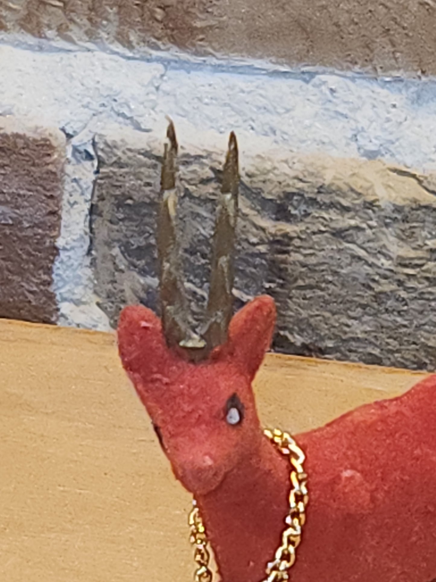 Vintage Red Flocked Deer Reindeer Set of 2 vd8