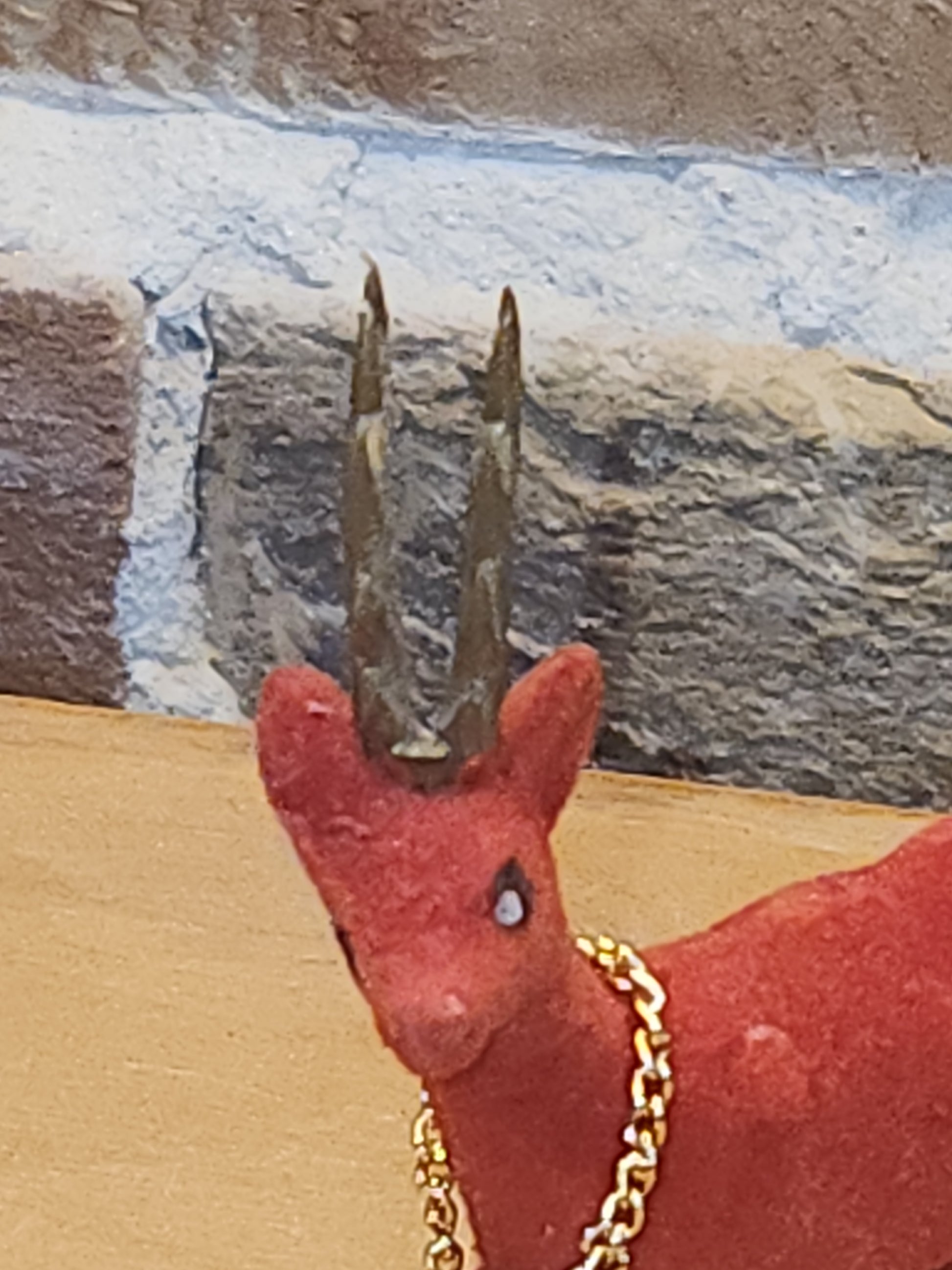 Vintage Red Flocked Deer Reindeer Set of 2 vd8