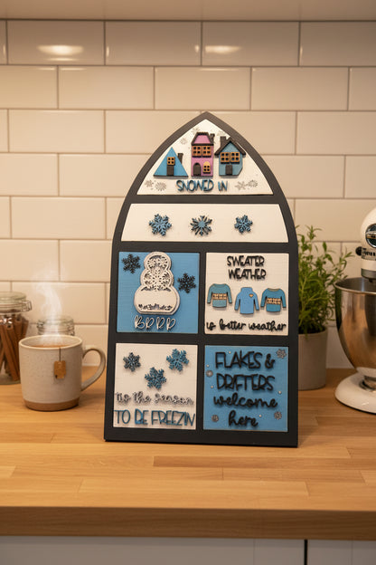 Winter January Insert Kit for Interchangeable Frame Can Fit Arch, Rectangle, or Square Frame FRAMES SOLD SEPARATELY