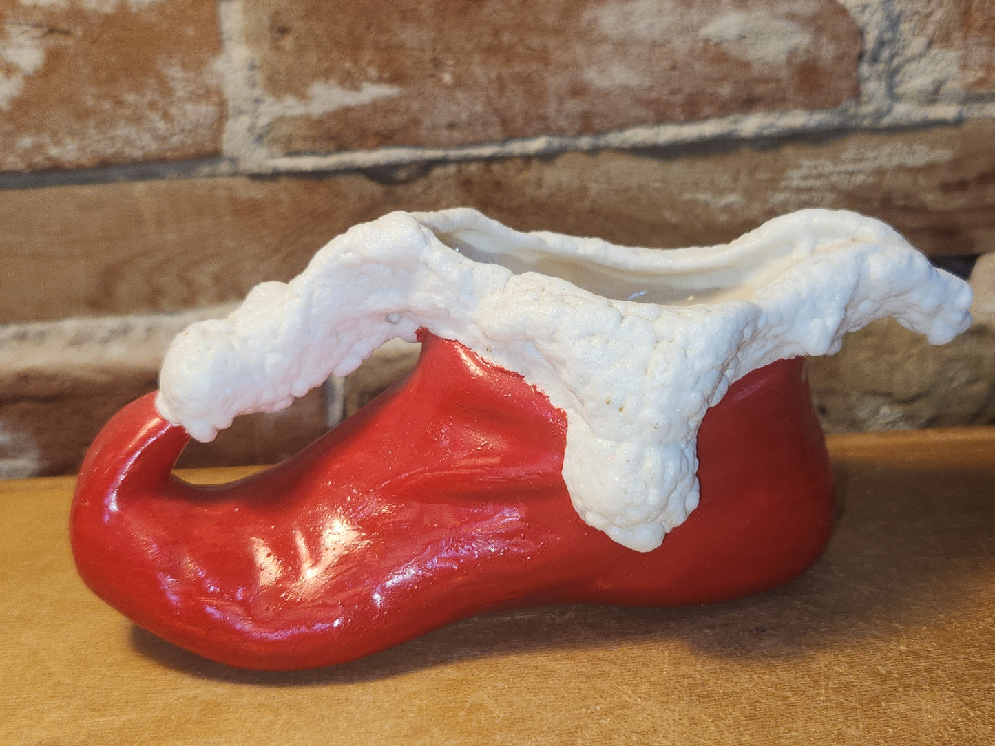 Vintage Ceramic Santa Pixie Elf Boot Christmas Planter Candy Dish Read Description vs09
