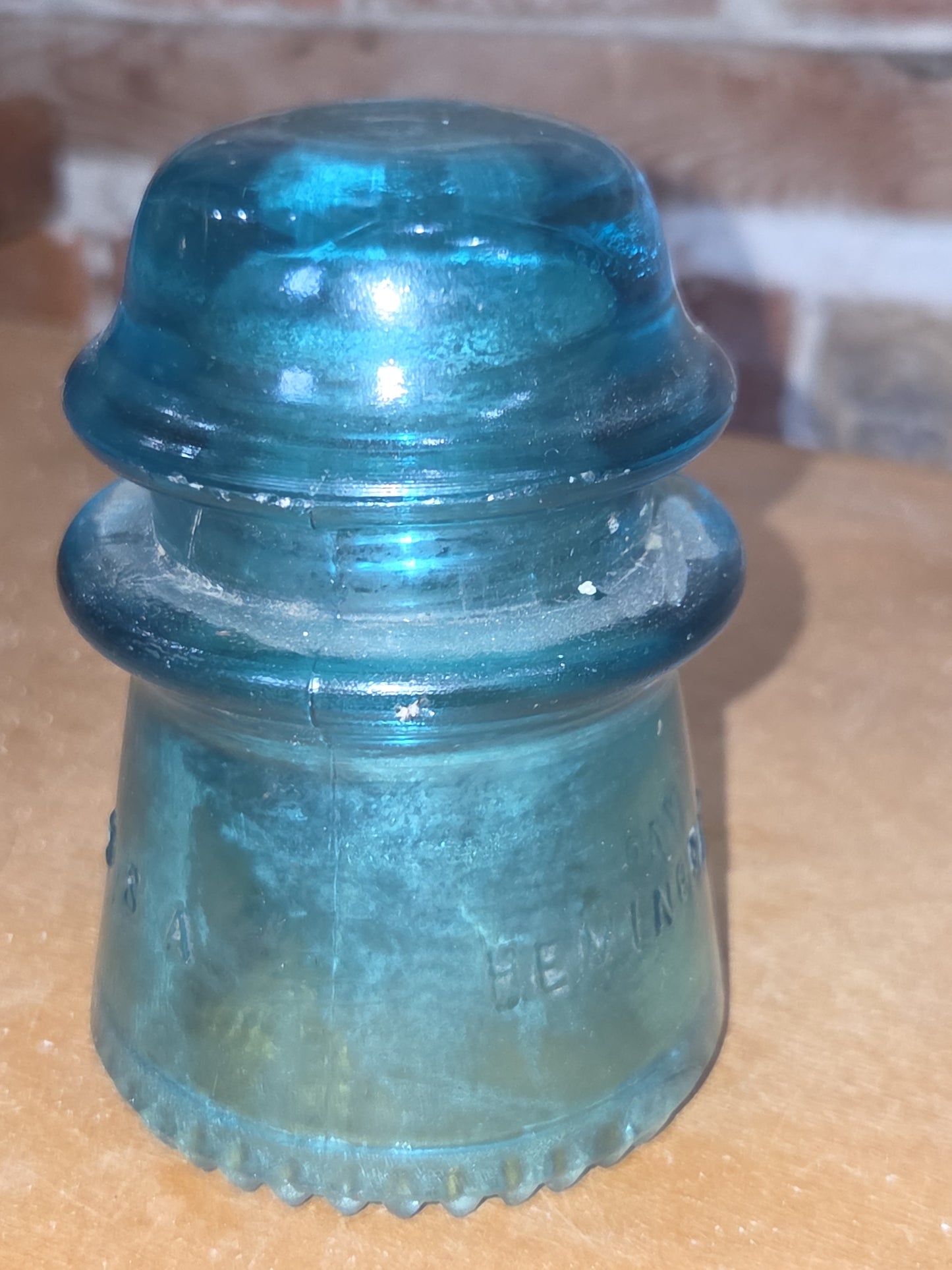Vintage Insulator Hemingray #16 Teal Glass h616d DAMAGED NUBS