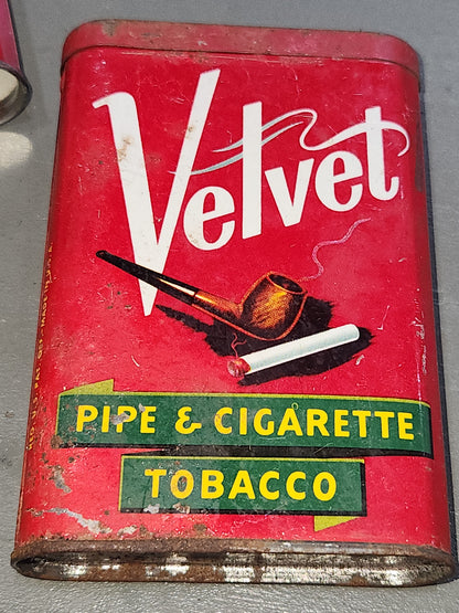 Vintage Tobacco Tins Velvet Pipe & Cigarette Liggett & Myers Set of 2 As Is tin711
