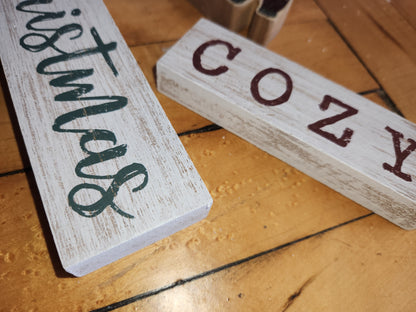 Cozy Christmas Sign Set of 3 with a Christmas Sweater.