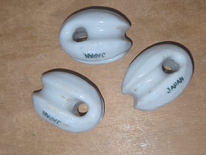 Vintage Small White Ceramic Porcelain Egg style Insulator Set of 3 Japan vi9
