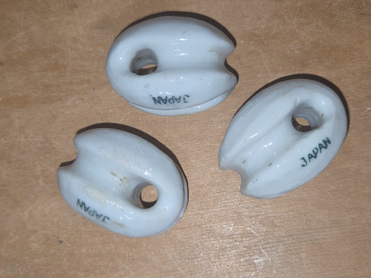 Vintage Small White Ceramic Porcelain Egg style Insulator Set of 3 Japan vi9