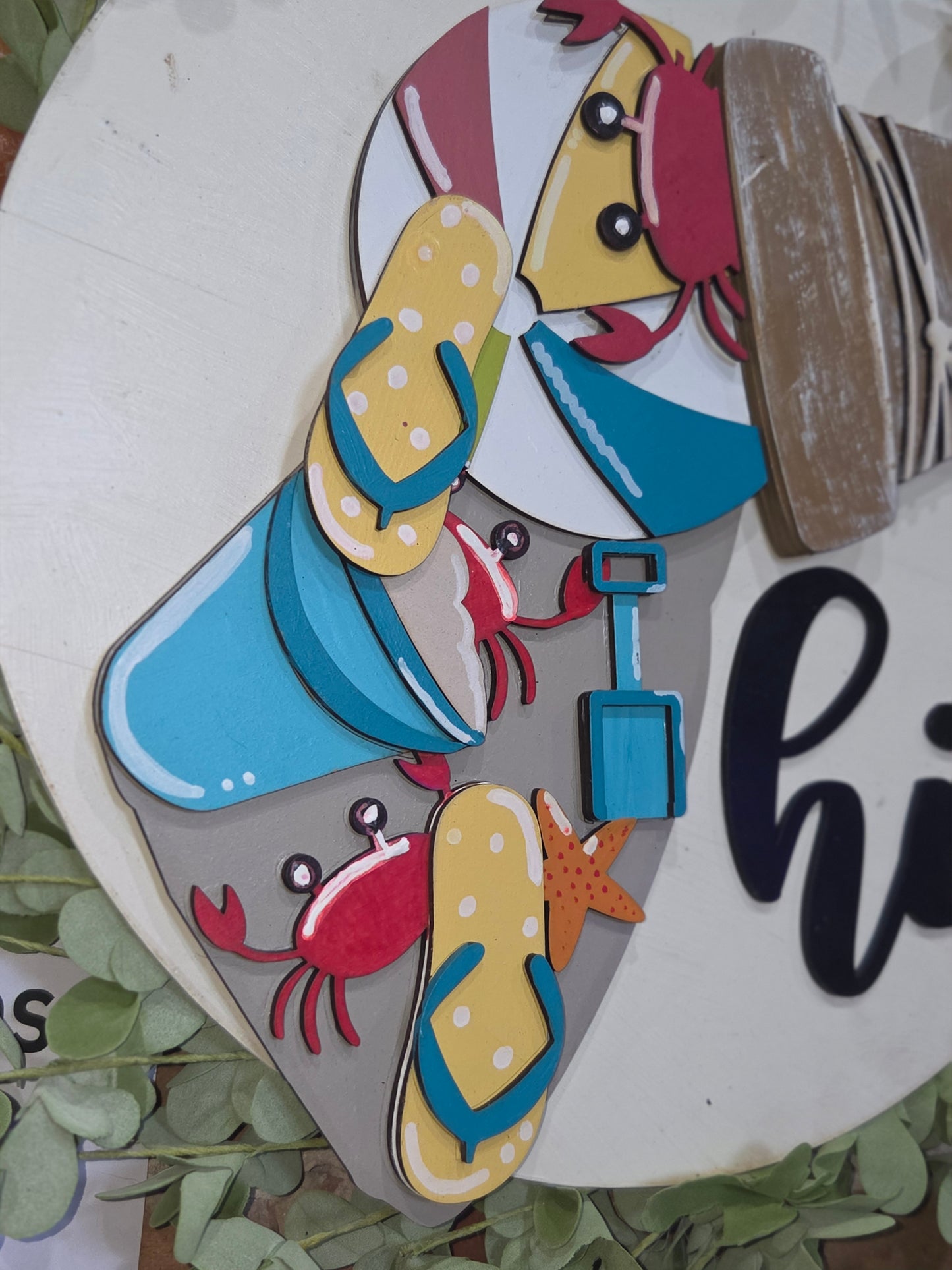 Beach Crab Summer Insert for Interchangeable Pot Spilling Door Sign *Sign Sold Seperately*