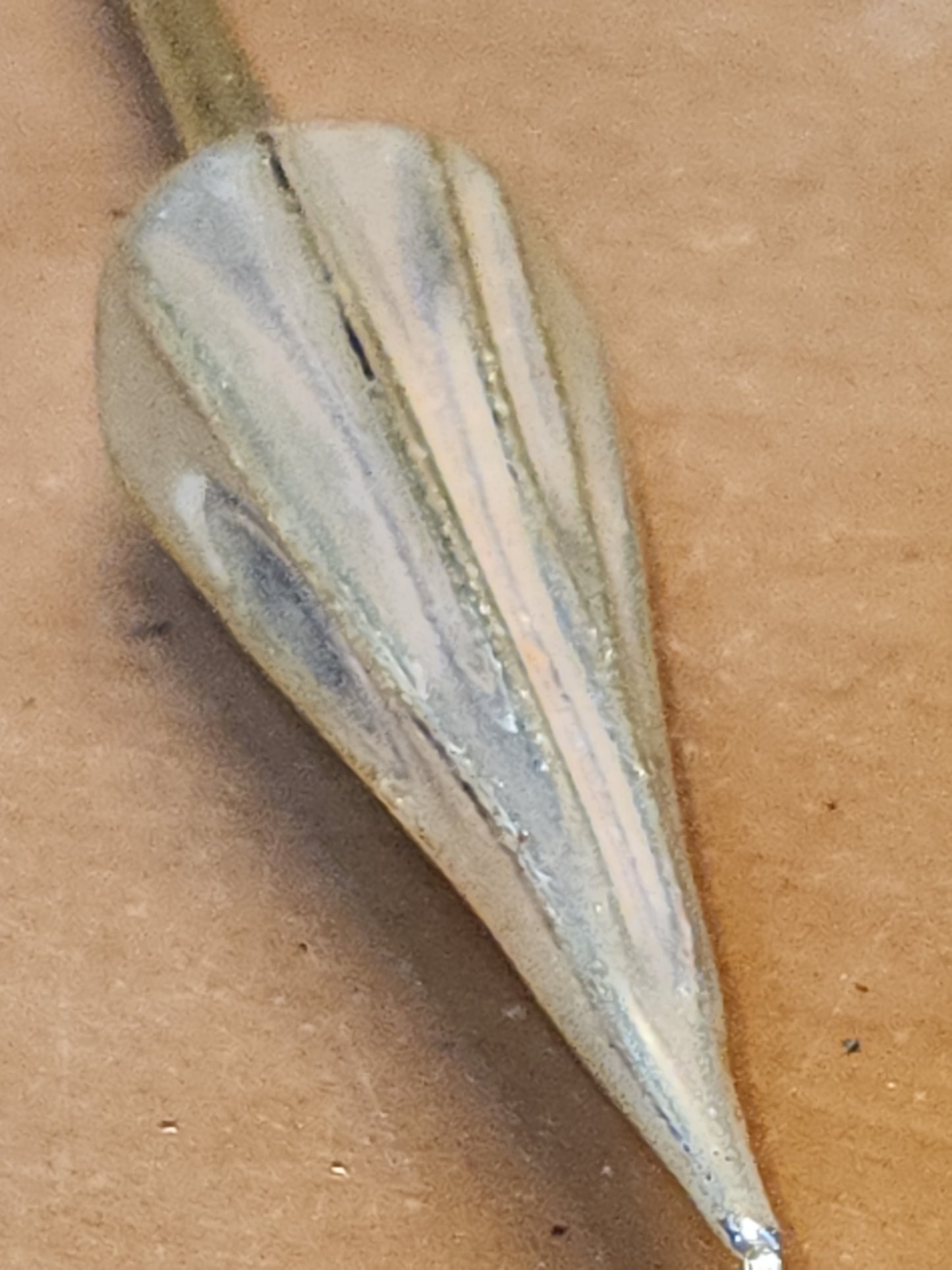 Vintage German or Poland 10” Glass Gold Parasol Ornament Folded Umbrella OO1