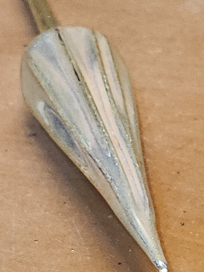 Vintage German or Poland 10” Glass Gold Parasol Ornament Folded Umbrella OO1