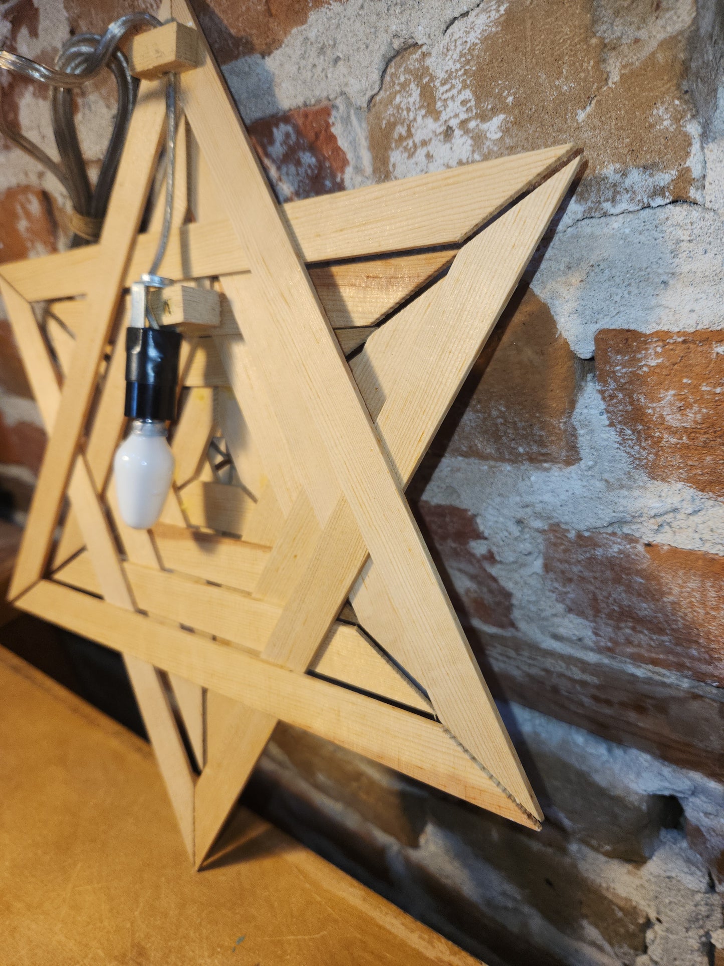 Vintage Wooden Hanging Lighted Star Wall Hanging Wall Decor Night Light nl76