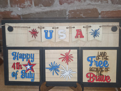 Patriotic Memorial Day Independence Day 4th of July Insert Kit for Interchangeable Frame Can Fit Arch, Rectangle, or Square Frame FRAMES SOLD SEPARATELY if41