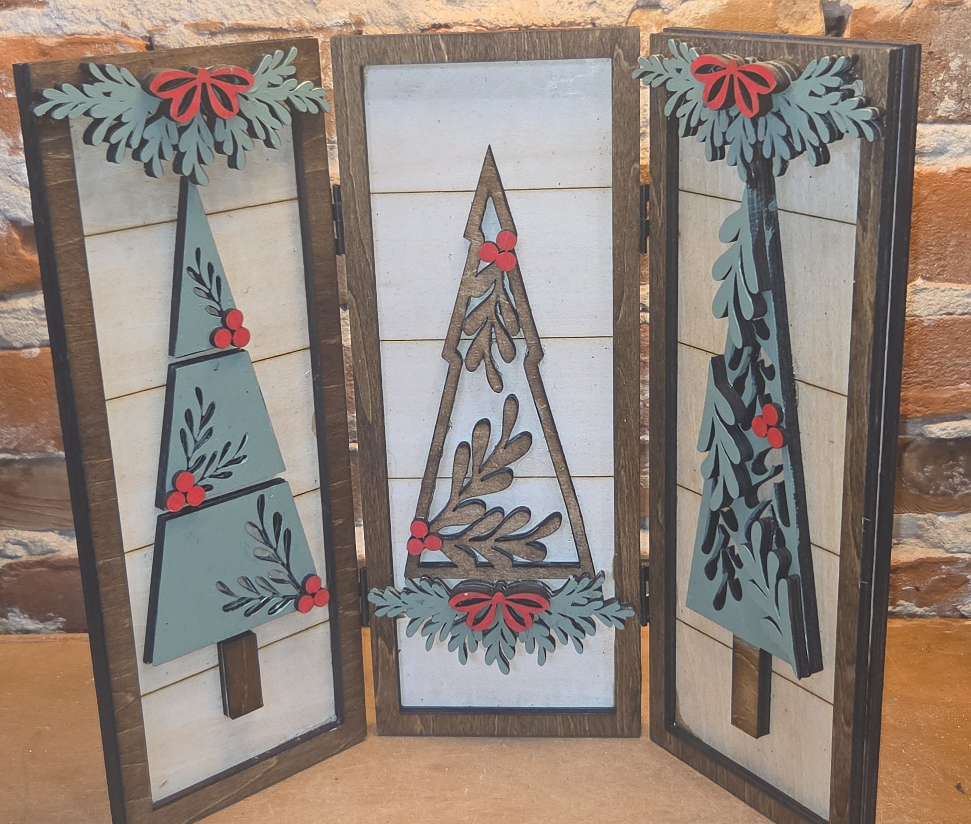 Trio Frame Decor Christmas Trees 10 1/2" tt74