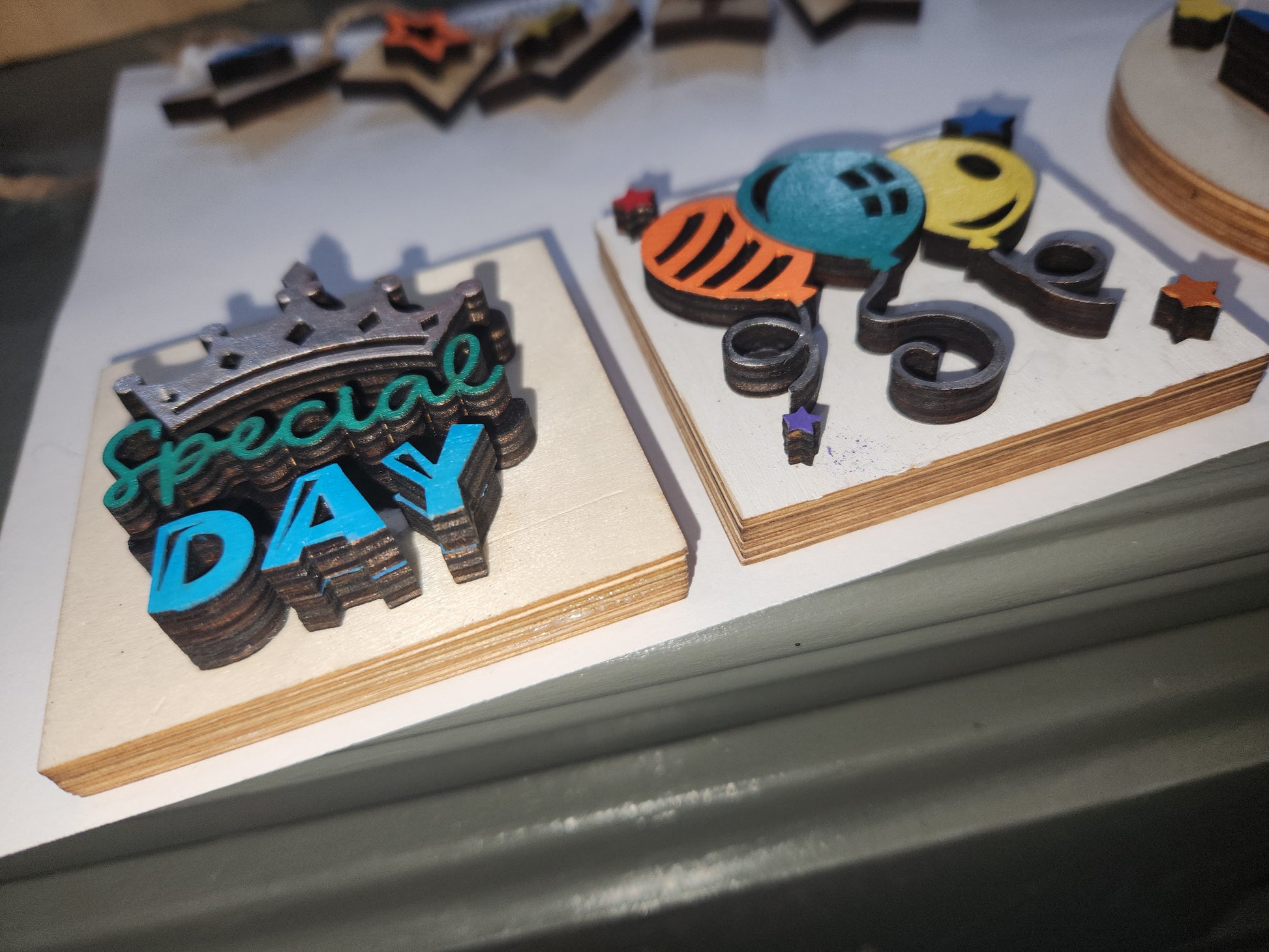 Tier Tray Decorations Handcrafted Birthday Set Balloon, hat, cake, crown, candle, banner ttb1