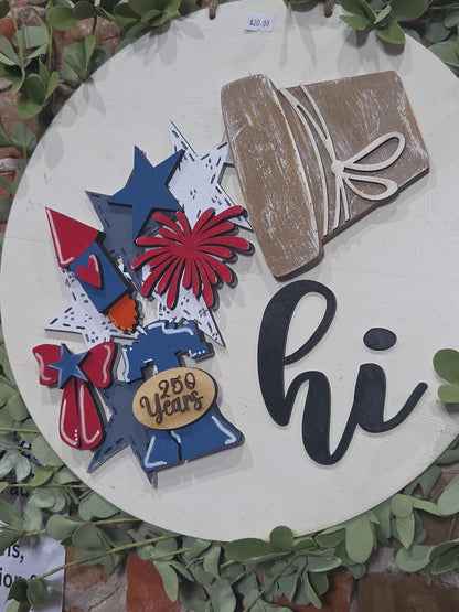 250 Years America Patriotic 4th of July Insert for Interchangeable Pot Spilling Door Sign *Sign Sold Seperately* pi17