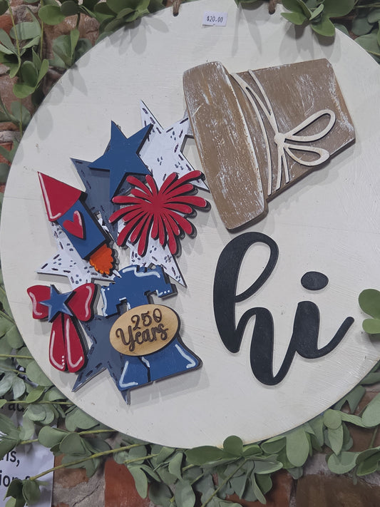250 Years America Patriotic 4th of July Insert for Interchangeable Pot Spilling Door Sign *Sign Sold Seperately* pi17