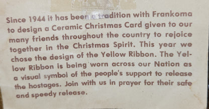 Vintage Frankoma Ceramic Christmas Card 1978 f78